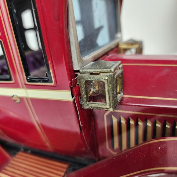 Vintage Tin Toy Car Litho Red Rosko Japan Grandpa Auto Working Lights Metal - Picture 11 of 11